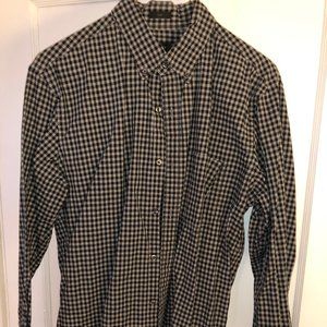 J. Crew black/grey gingham button down, medium